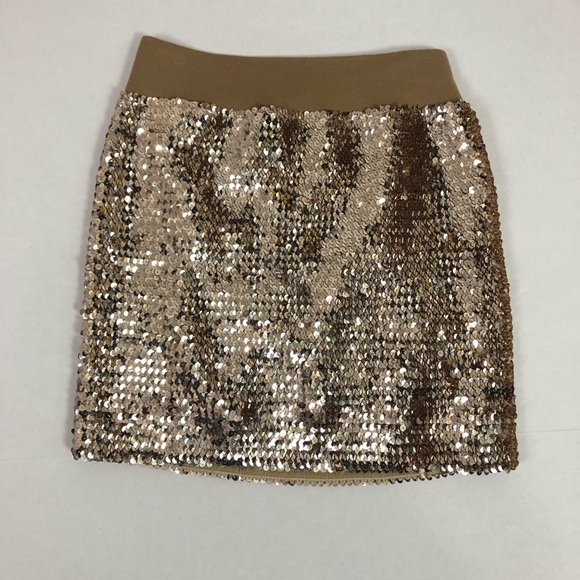 Lily White Dresses & Skirts - Lily White Gold Sequin Mini Skirt Sz M